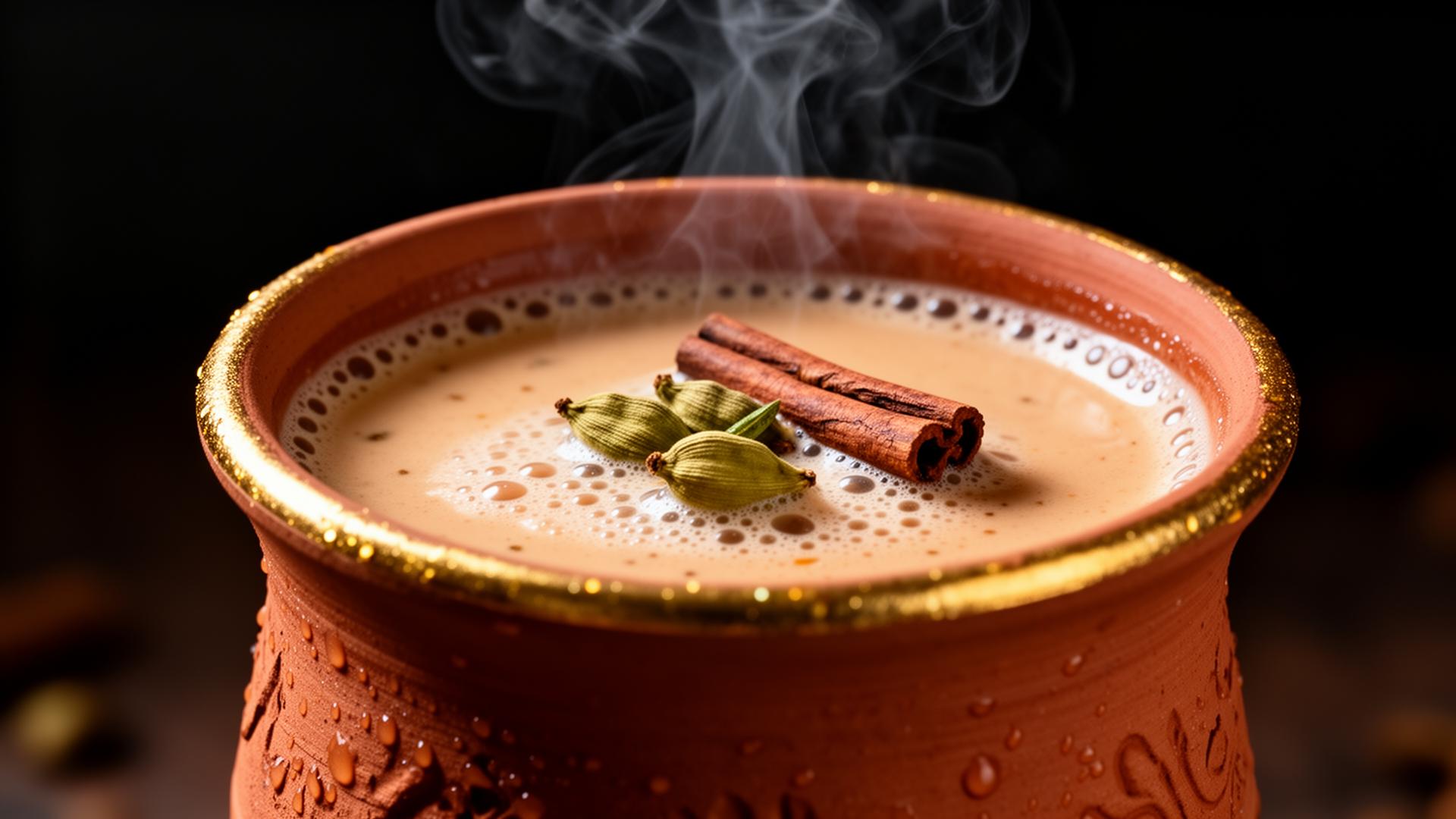 A clay cup of masala chai